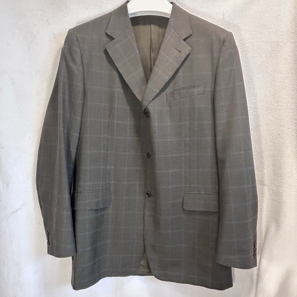 CANALI Proposta Windowpane 100% Wool Blazer Sport Coat Jacket EU 52L/US 42 L